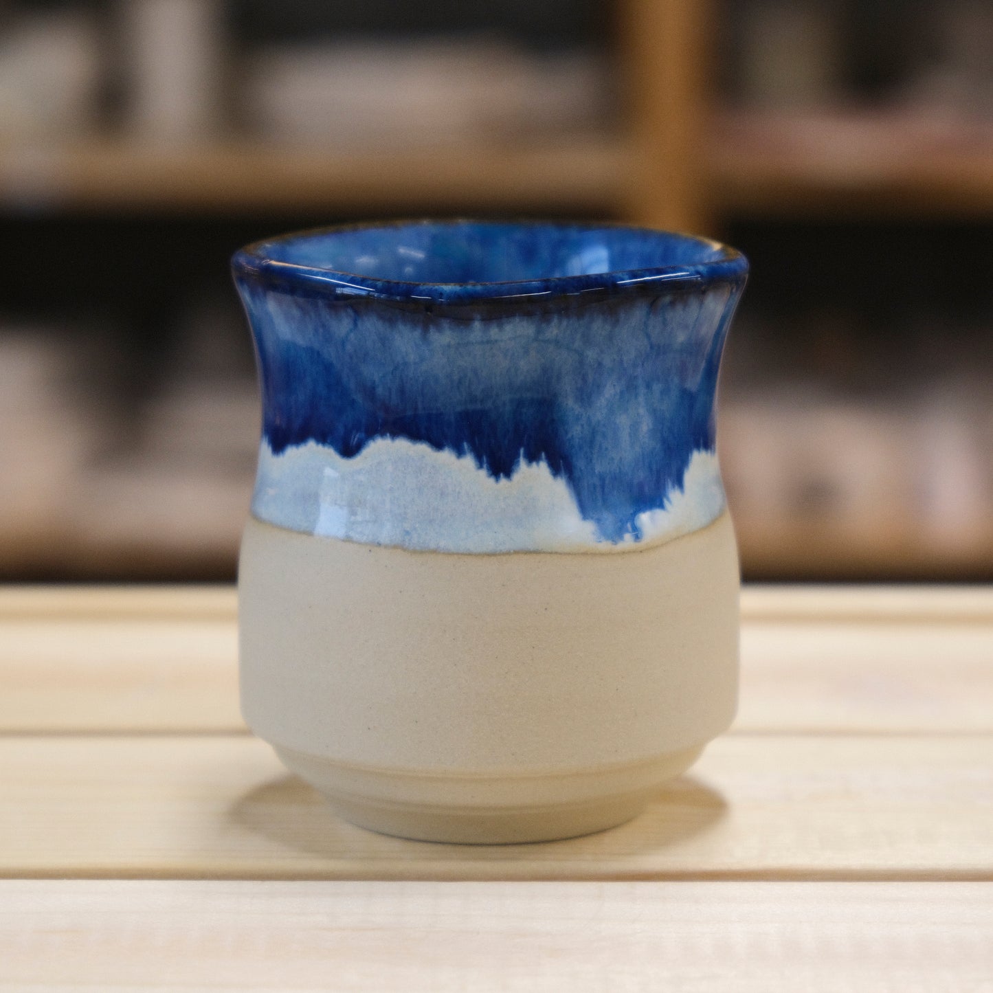 Handmade ceramic Cube Cup Blue Fall thrown on pottery wheel Ceramic Cube Qatar