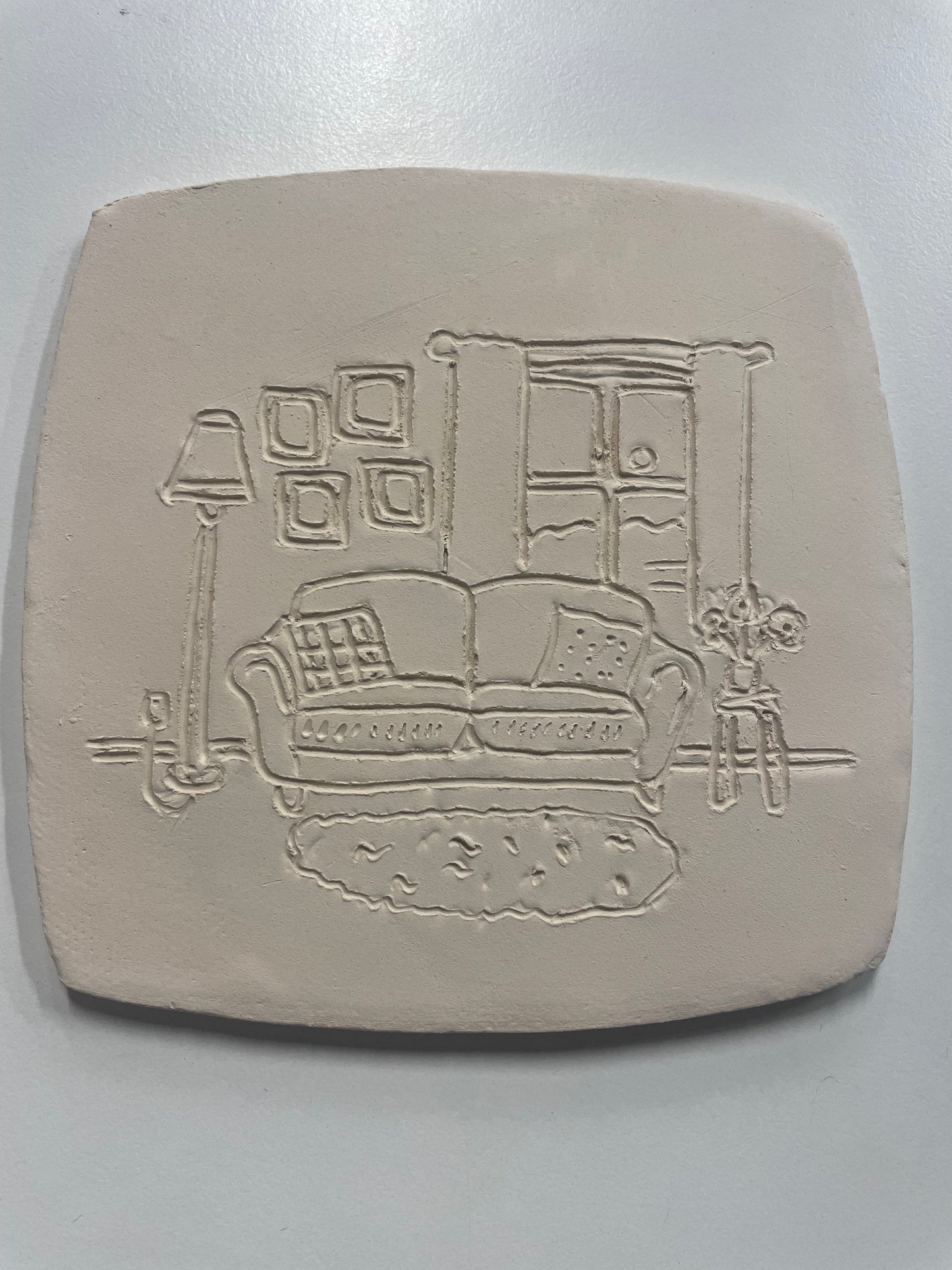 Square Coaster bisque piece to paint at Ceramic Cube Doha