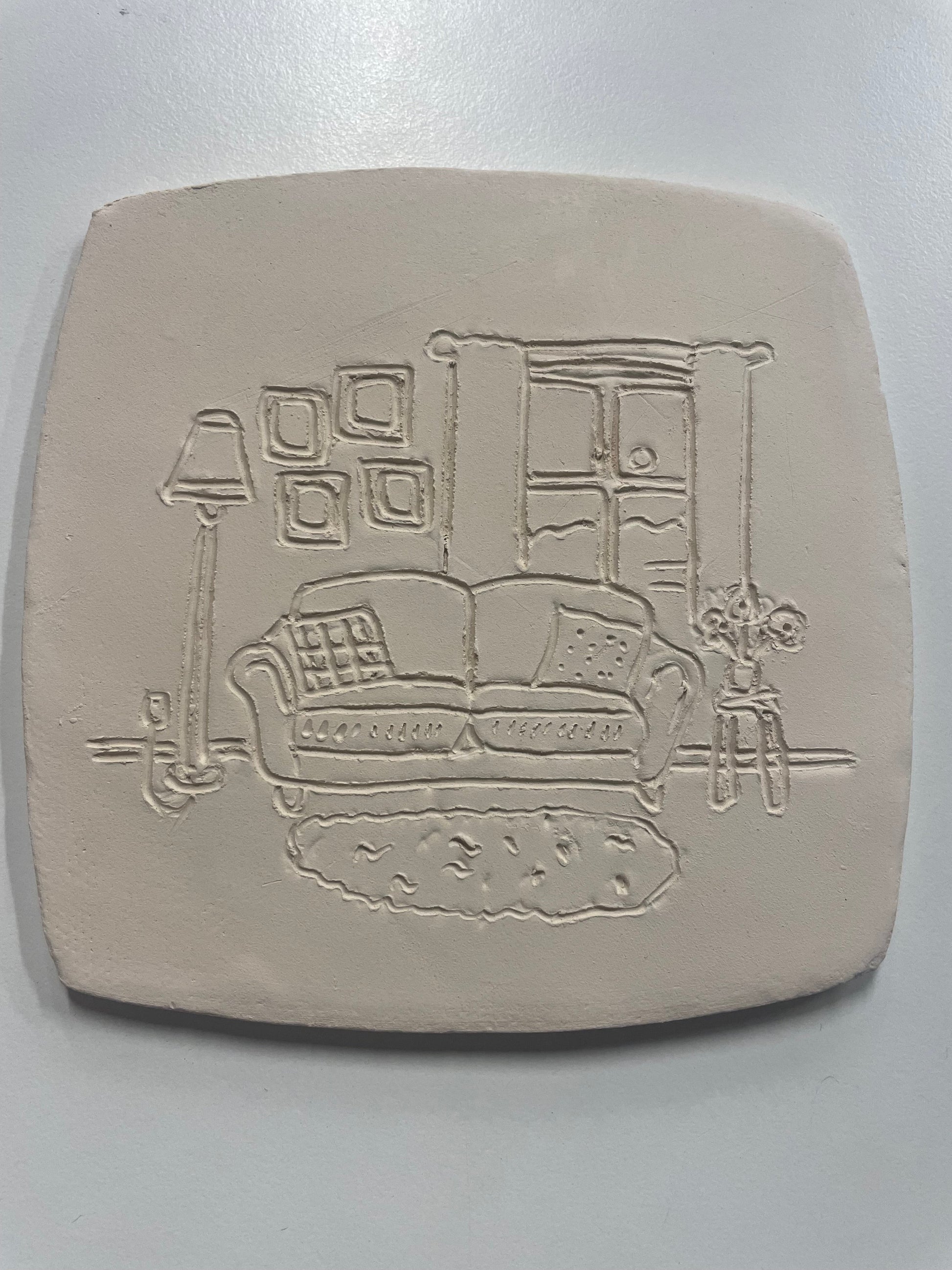 Square Coaster bisque piece to paint at Ceramic Cube Doha