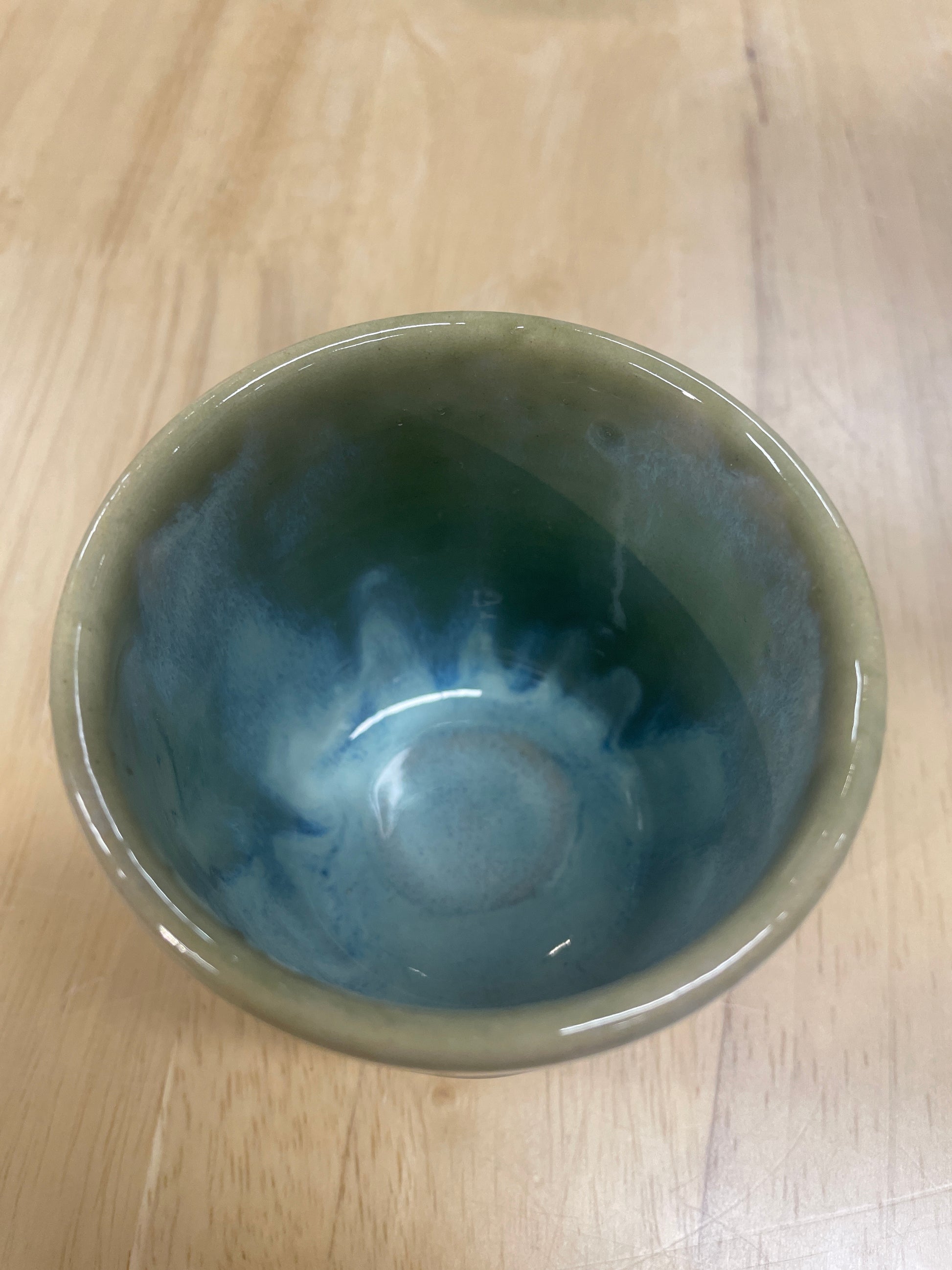 V Cup Green Fall — handmade ceramic by Ceramic Cube, Lusail Doha Qatar