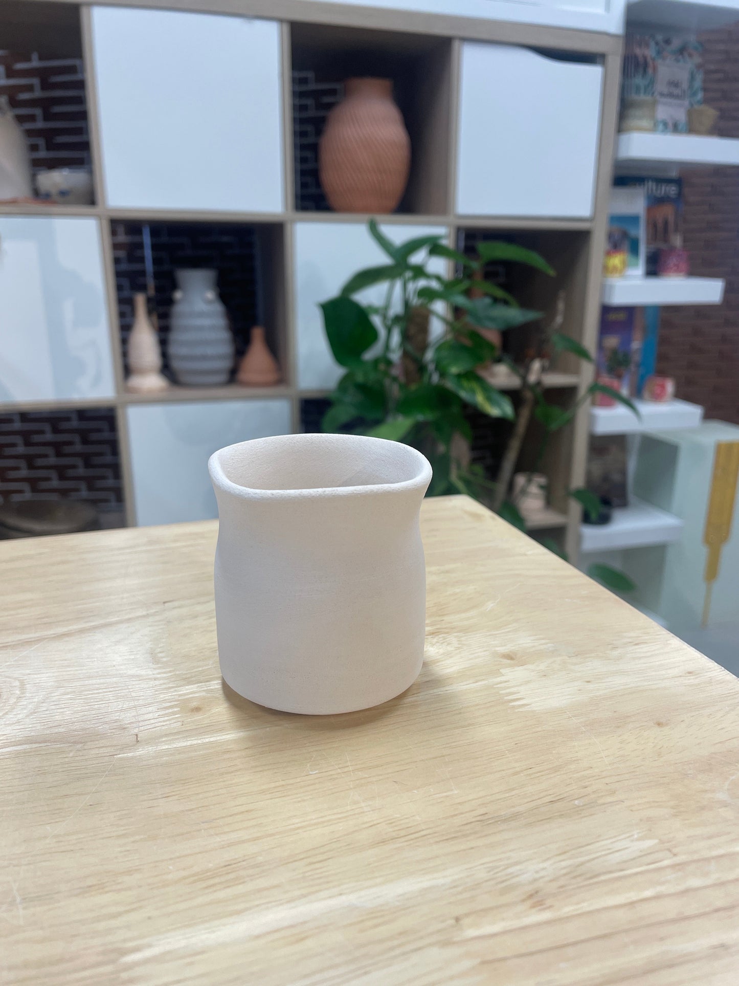 Cube Cup small bisque piece to paint at Ceramic Cube Doha