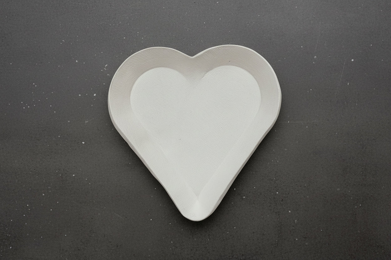 Heart Plate bisque piece to paint at Ceramic Cube Doha
