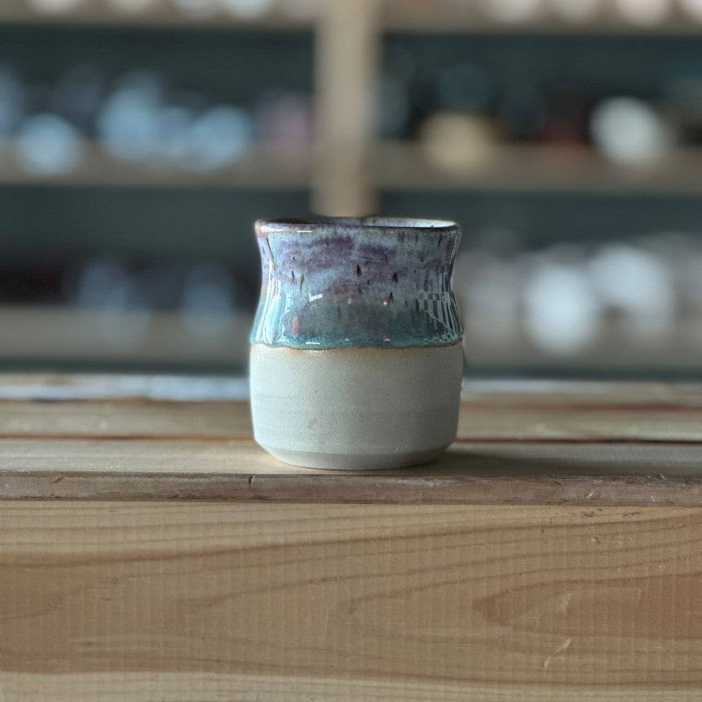 Long Cube Cup - Purple, light blue & brown dots