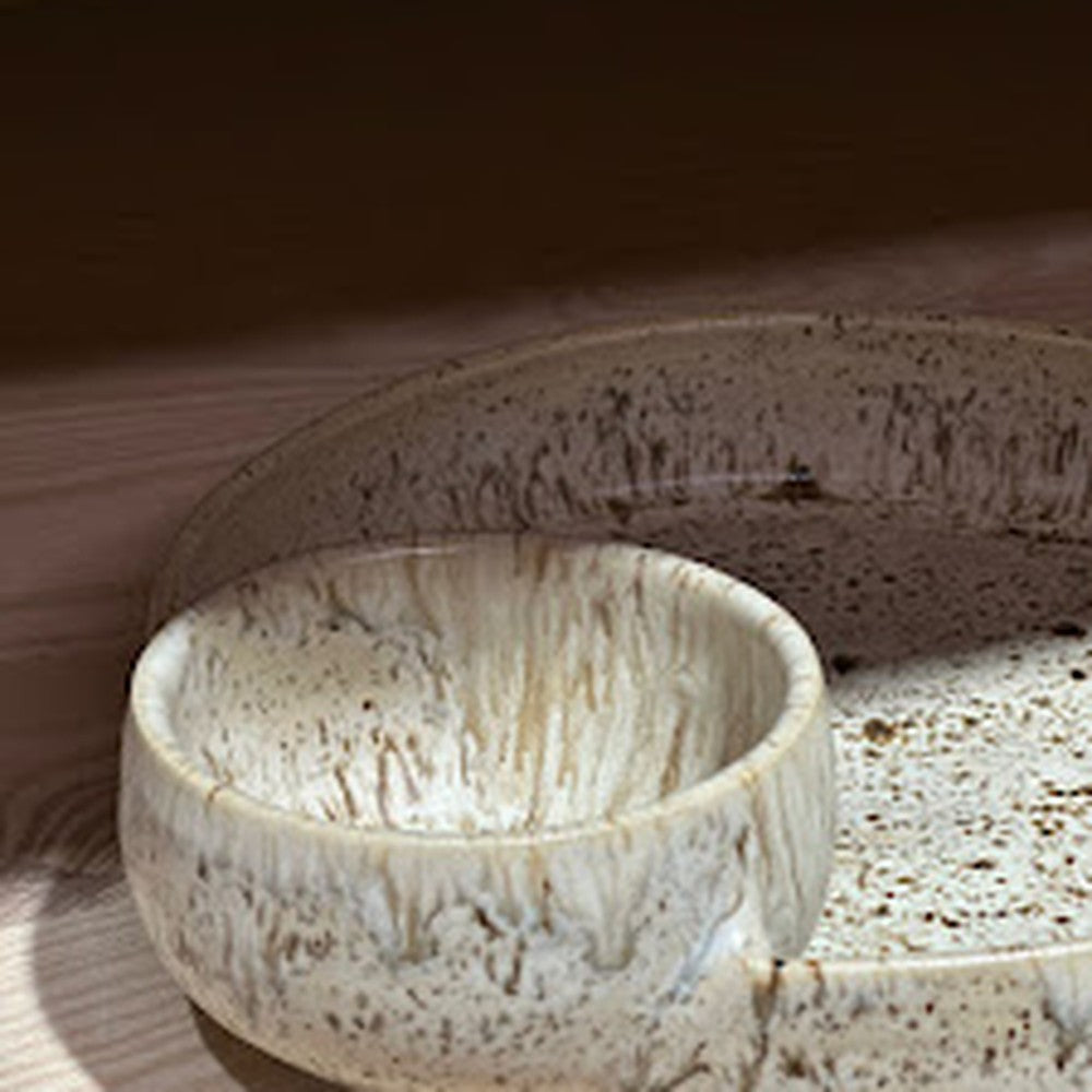 Chip & Dip plate - Dotted Beige