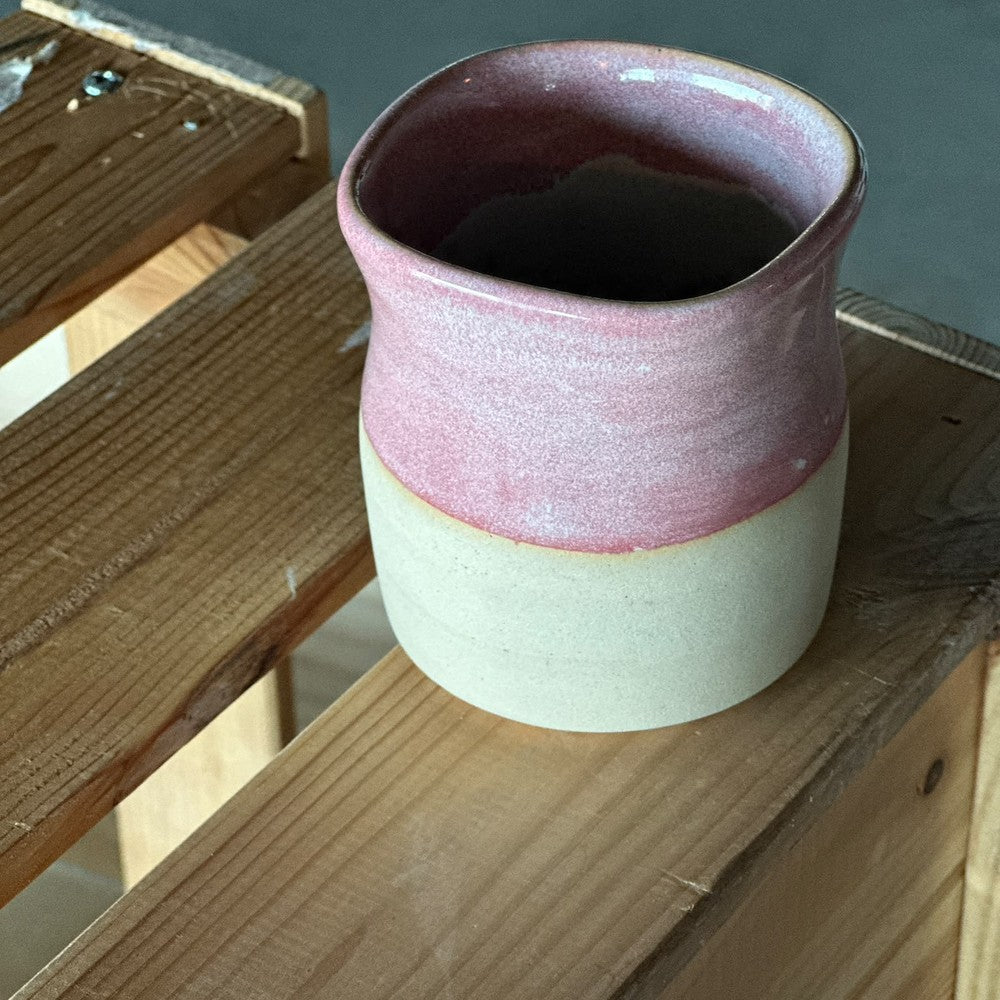 Long Cube Cup - Brown, beige & white