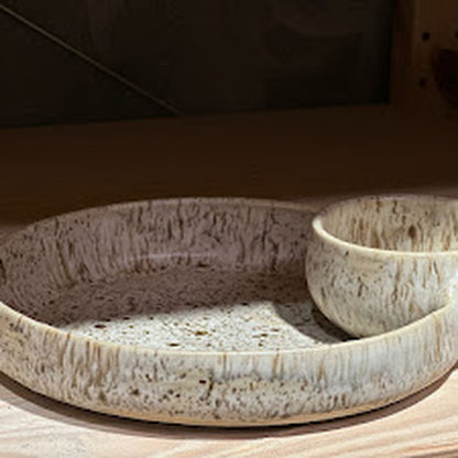 Chip & Dip plate - Dotted Beige