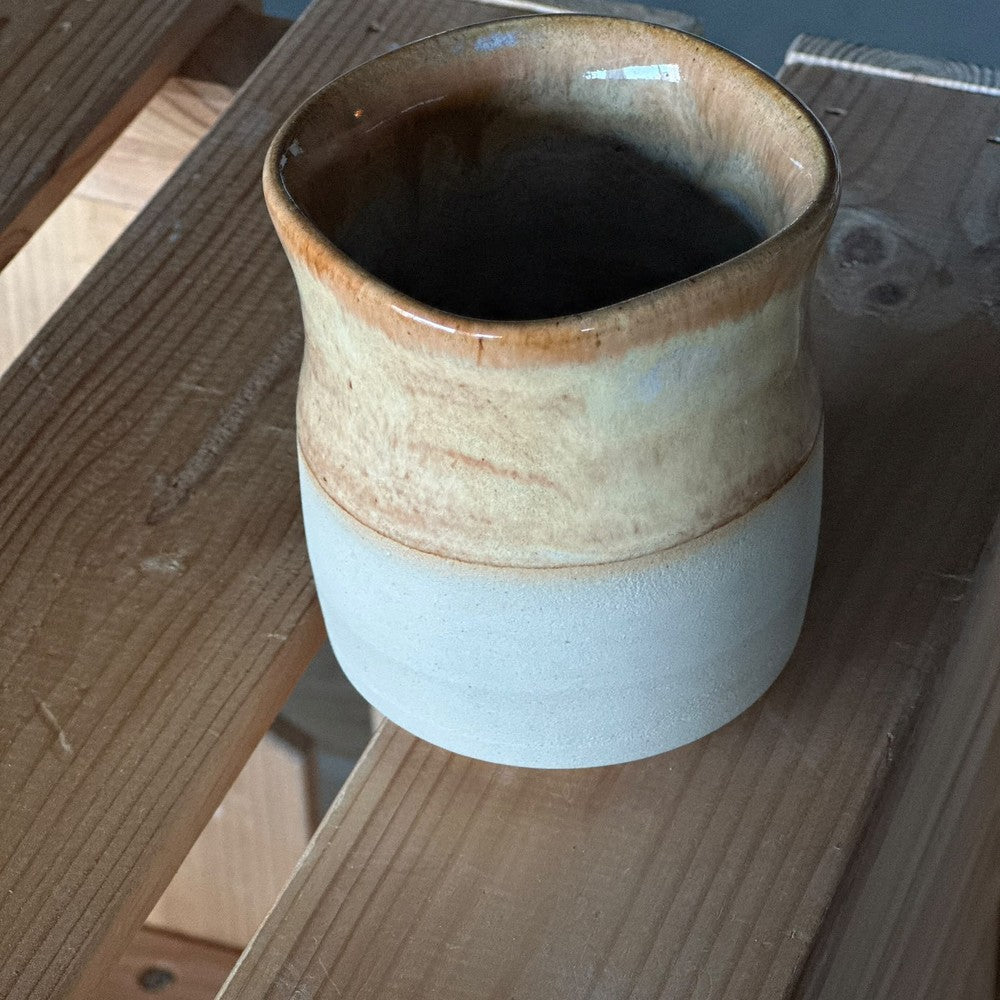 Long Cube Cup - Brown, beige & white