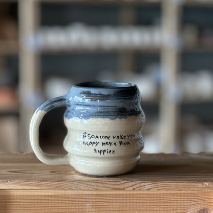 Ocean Rimmed Mug - Blue & cream