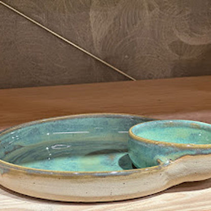 Chip & Dip plate - Dotted Beige