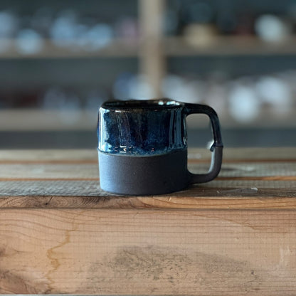 Cube Mug - Black with blue, brown & green