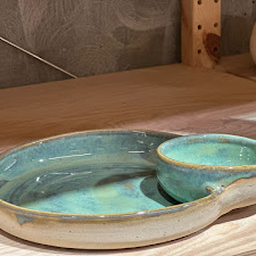 Chip & Dip plate - Dotted Beige