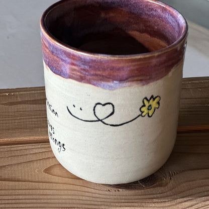 Plum Rim Smiley Bloom With Heart and Daisy - Plum & cream