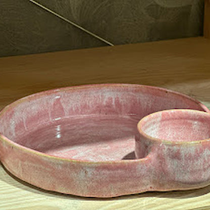 Chip & Dip plate - Dotted Beige