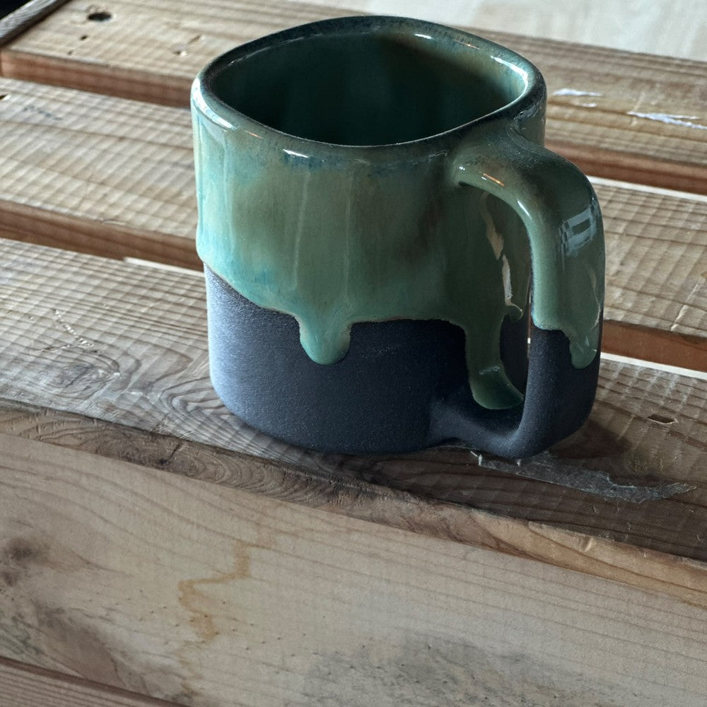 Cube Mug - Black with blue, brown & green