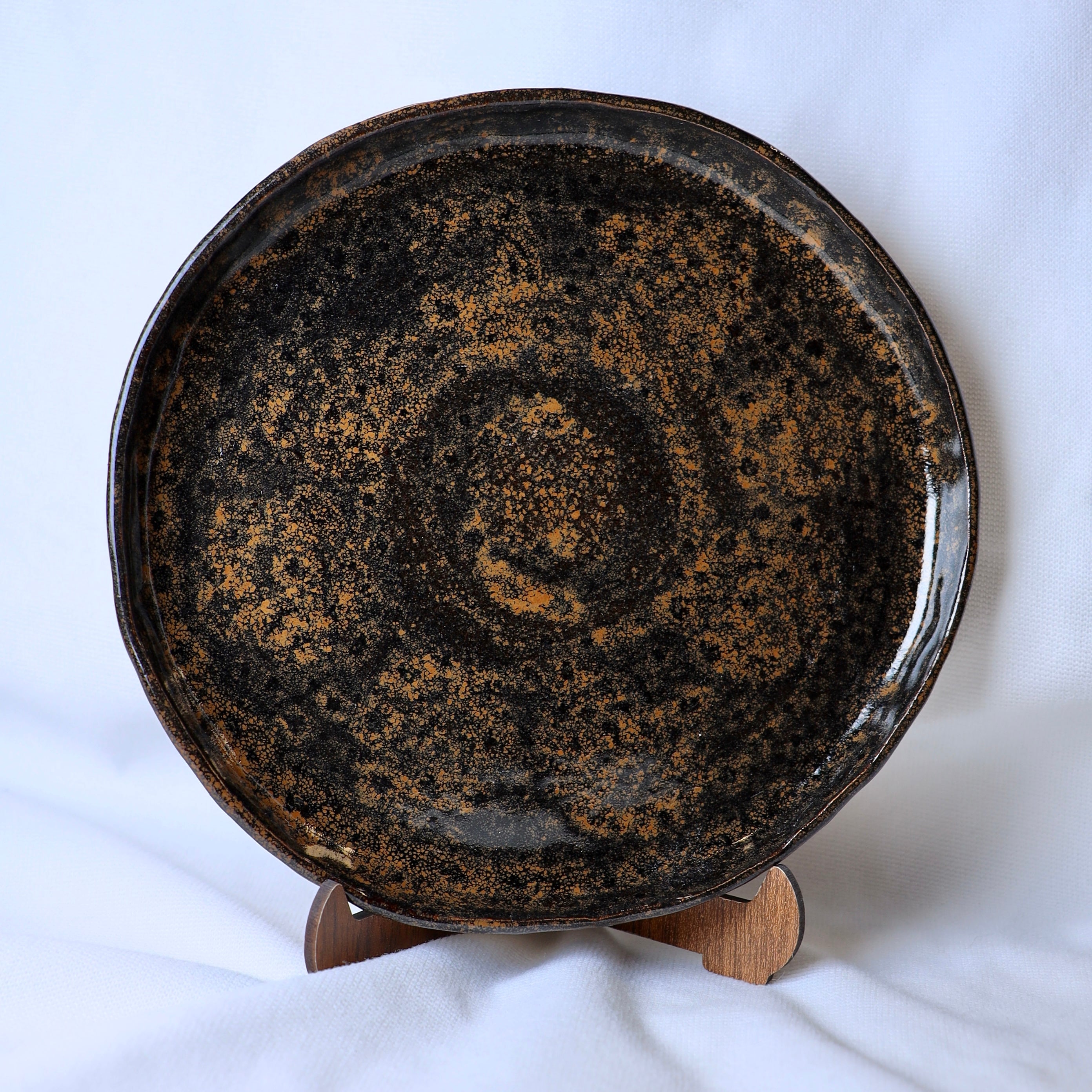 Brown Plate with Flower Print