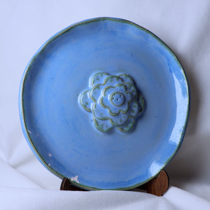 Blue Plate with Flower