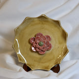 Yellow Plate with Pink Flower
