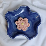 Blue Bowl with Pink Flower